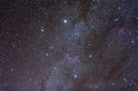 Framed Auriga constellation showing lanes of dark nebulosity