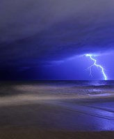 Framed bolt of lightning from an approaching storm in Miramar, Argentina