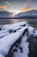 Framed cold morning in Grovfjorden, Troms County, Norway