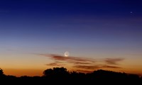 Framed Moon and Jupiter in conjunction with Jupiter's moons