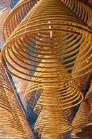 Framed Hanging coils of burning incense, Man Mo Temple, Tai Po, New Territories, Hong Kong, China