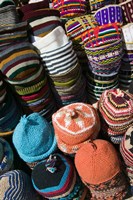 Framed Berber Hats, Souqs of Marrakech, Marrakech, Morocco