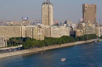 Framed Corniche El Nil, Nile River, Cairo, Egypt