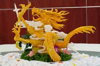 Framed Dragon carved from pumpkin, Yellow Mountain, China