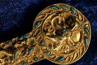 Framed Detail of Dagger, Gold Artifacts from Tillya Tepe Find, Burial 4, Six Tombs of Bactrian Nomads