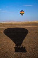 Framed Hot air balloon casting a shadow over Namib Desert, Sesriem, Namibia