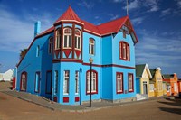Framed Colorful German colonial architecture, Luderitz, Namibia