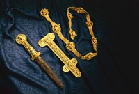 Framed Dagger, Sheath and Belt of Warrior, Gold Artifacts From Tillya Tepe Find, Six Tombs of Bactrian Nomads