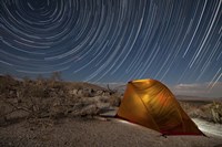 Framed Star trails above a campsite in Anza Borrego Desert State Park, California