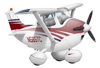 Framed Cartoon illustration of a Cessna 182 aeroplane