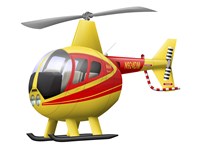 Framed Cartoon illustration of a Robinson R44 Raven helicopter