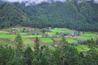 Framed Houses and Farmlands in the Phobjikha Valley, Bhutan