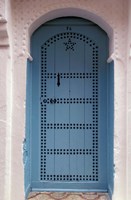 Framed Moorish-styled Blue Door and Whitewashed Home, Morocco