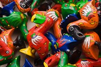 Framed Mauritius, Port Louis, market, wooden Dodo bird toy