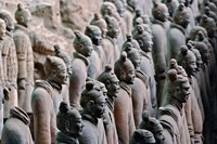 Framed Three Rows of Qin Terra Cotta Warriors, Xian, China