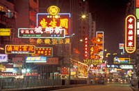 Framed Neon Lights at Night, Nathan Road, Hong Kong, China
