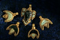 Framed Necklace Adornments, Gold Artifacts From Tillya Tepe Find, Six Tombs of Bactrian Nomads