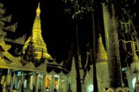 Framed Night View of Illuminated Shwedagon, Myanmar