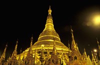 Framed Shwedagon Pagoda at Night, Yangon, Myanmar