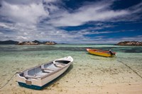 Framed Seychelles, La Digue Island, Fishing boats
