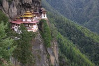 Framed Tiger's Nest Dzong Perched on Edge of Steep Cliff, Paro Valley, Bhutan