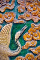 Framed Tile mural of swans and clouds in Forbidden City, Beijing, China