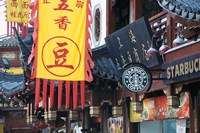 Framed Starbucks in City God Temple at Yuyuang Bazaar, Shanghai, China