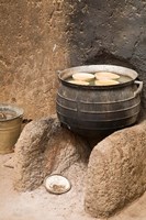 Framed West Africa, Ghana, Nakpa. Pot on stove, mud dwelling