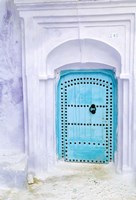 Framed Traditional Moorish-styled Blue Door, Morocco