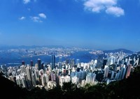 Framed Majestic Hong Kong Harbor from Victoria Peak, Hong Kong, China