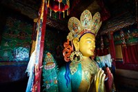 Framed Golden Maitreya Buddha, Thiksey Monastery, Thiksey, Ladakh, India