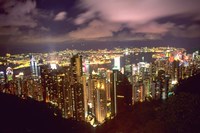 Framed Hong Kong Skyline from Victoria Mountain, China