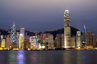 Framed Hong Kong Skyline with Victoris Peak, China