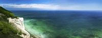 Framed Aerial view of chalk mountain and sea, Mons Klint cliffs, Denmark