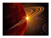 Framed Extrasolar planet orbiting the sun-like star in space