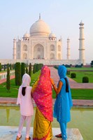 Framed Hindu Women with Veils in the Taj Mahal, Agra, India