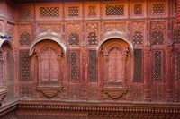 Framed Intricately carved walls of Mehrangarh Fort, Jodhpur, Rajasthan, India