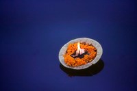 Framed Flower candle in the Ganges River, Varanasi, India