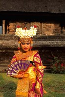 Framed Bride in Traditional Dress in Ulur Danu Temple, Lake Bratan, Bali, Indonesia