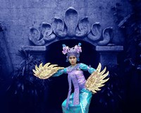 Framed Balinese Dancer in Front of Temple in Ubud, Bali, Indonesia