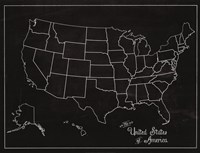 Framed USA Map (chalk)