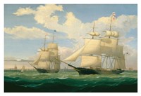 Framed Ships "Winged Arrow" and "Southern Cross" in Boston Harbor, 1853