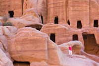 Framed Tourist with Uneishu Tomb, Petra, Jordan