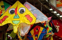 Framed China, Macau Chinatown area Colorful kites