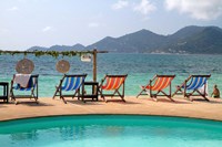 Framed Swimming pool, Gulf of Thailand at Chaweng beach, Ko Samui, Thailand