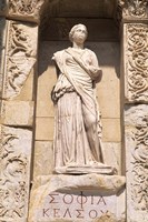 Framed Statue in Historical Wall at Ruins of Ephesus, Turkey