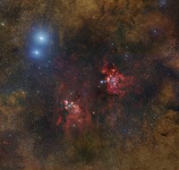 Framed Cat's Paw and Lobster Nebulae in Scorpius