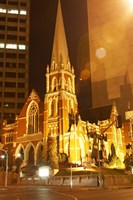 Framed Albert Street Uniting Church at Night, Brisbane, Queensland, Australia