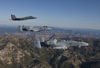 Framed F-15 Eagle and Two A-10 Thunderbolts, Central Idaho