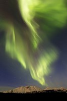 Framed Aurora Borealis over Emerald Lake, Carcross, Yukon, Canada